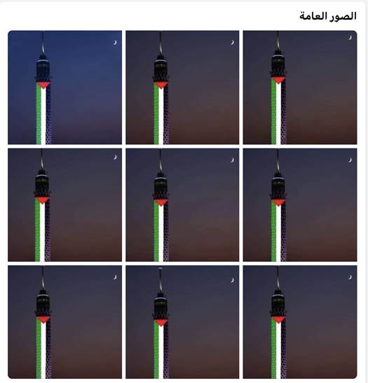 إضاءة برج القاهرة بعلم فلسطين | صورة مزورة