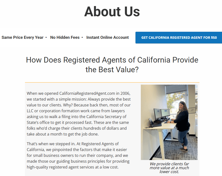 الملف تعريفي للشركة التي تقدم خدمة التسجيل الافتراضي في الولايات المتحدة.